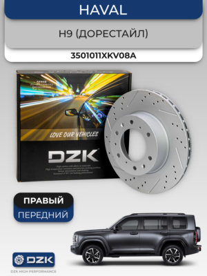 HAVAL H9 (дорестайл). Правый передний перфорированный/вентилируемый тормозной диск 3501011XKV08A